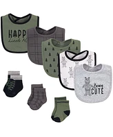 Hudson Baby Infant Girl Cotton Bib and Sock Set, Daddys Princess Crown, One Size