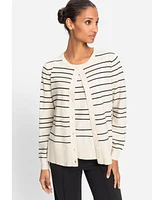 Olsen Striped Crewneck Cardigan