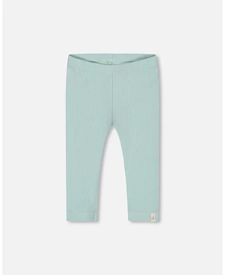 Deux par Big Girls Flat Back Rib Capri Legging Pale Teal