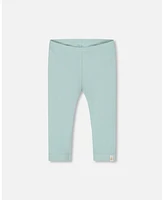 Deux par Big Girls Flat Back Rib Capri Legging Pale Teal