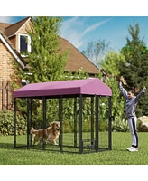 PawHut Outdoor Dog Kennel, Dog Playpen with Rotating Bowl Holders Cover