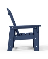 2-Piece Kids Outdoor Hdpe Adirondack Chair With Square Side Table Set