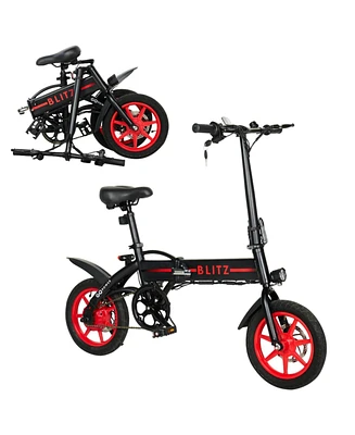 GoPowerBike GoBlitz Electric Bike | Lightweight Compact Design Folding Adult Mini E-Bike Dual Disc Brakes Throttle and Pedal Assist 350W Motor