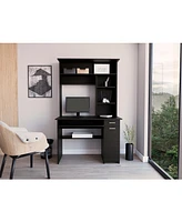 Xalo 180 Compu Hutch Desk, Keyboard Tray, Door Panel For Cpu, Multiple Shelves, One Drawer, Light Gray