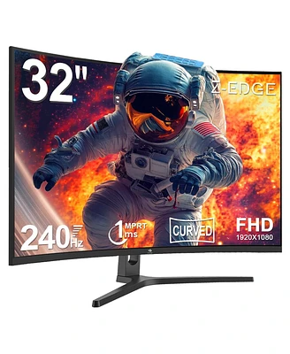 Z-edge 32 inch 1080P Full Hd 1920 x 1080 240 Hz 1 ms Curved Gaming Monitor, FreeSync, Hdmi + DisplayPort, Support Vesa Mount