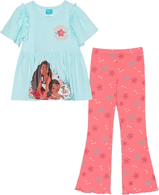 Disney Toddler and Little Girls 2-piece Moana Born To Voyage Short Sleeve Top Legging Set