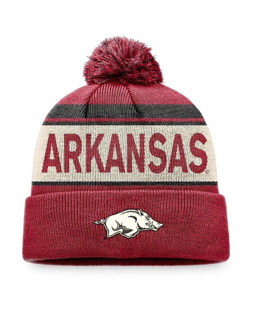 Top of the World Men's Cardinal Arkansas Razorbacks Prime Cuffed Knit Hat with Pom