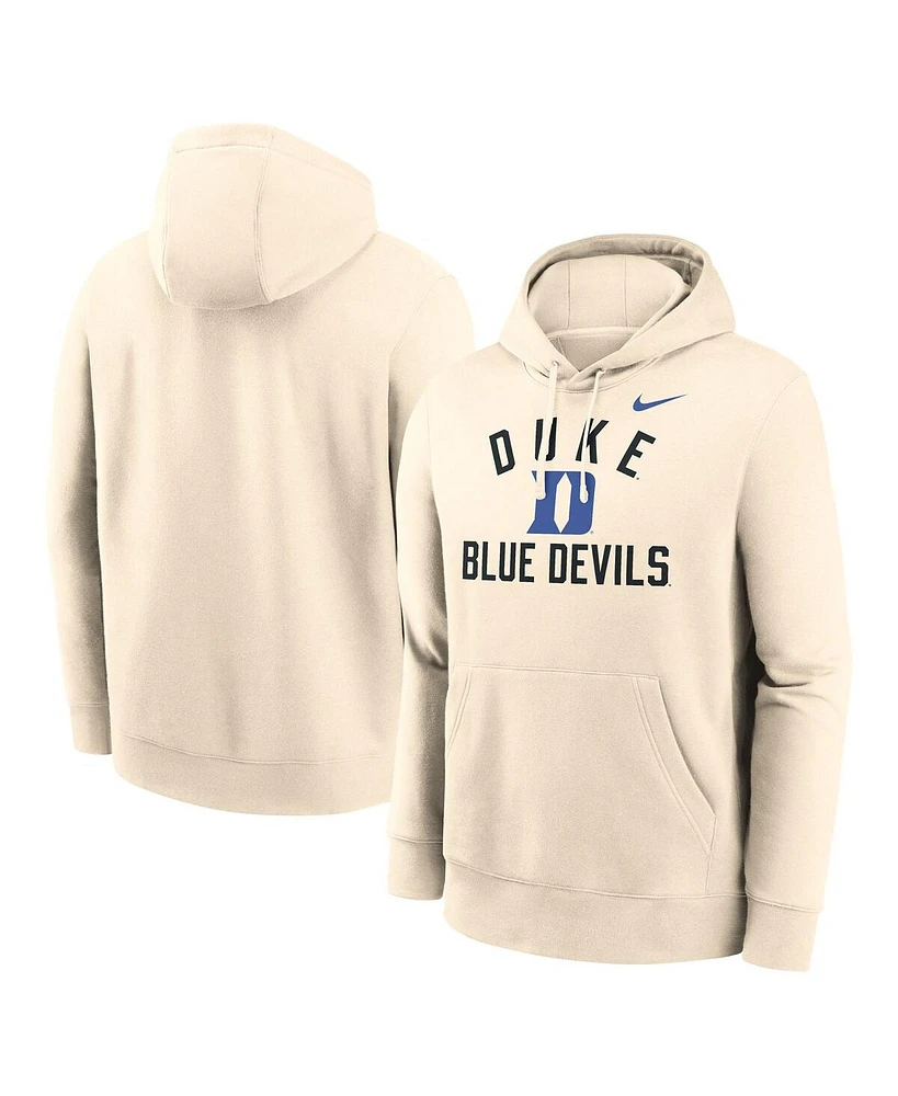 Nike Men's Cream Duke Blue Devils Arch Logo Pullover Hoodie