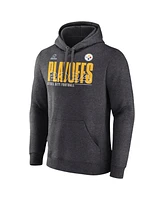 Fanatics Men's Heather Charcoal Pittsburgh Steelers 2024 Nfl Playoffs Fleece Pullover Hoodie