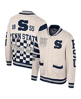 Colosseum Women's Cream Penn State Nittany Lions Jacquard Full-Zip Sweater