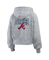 Wear by Erin Andrews Women's Heather Gray Atlanta Braves Speckled Fleece Cropped Full-Zip Hoodie