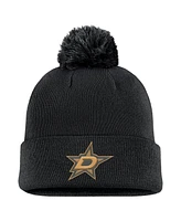 Fanatics Men's Black Dallas Stars Authentic Pro Military Appreciation Cuffed Knit Hat with Pom