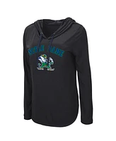 Colosseum Women's Black Notre Dame Fighting Irish My Lover Lightweight Hooded Long Sleeve T-Shirt