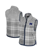 Colosseum Women's Gray Michigan Wolverines Matilda Sherpa Plaid Full-Zip Vest