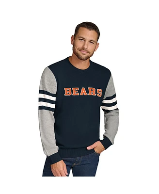 Tommy Hilfiger Men's Navy/Heather Gray Chicago Bears Acrylic Crewneck Pullover Sweatshirt