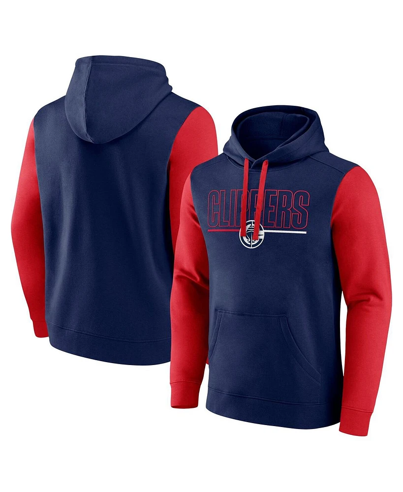 Logo Athletic Men's Navy La Clippers Outline Colorblock Pullover Hoodie