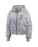 Wear by Erin Andrews Women's Heather Gray Sacramento Kings Speckled Radiator Full-Zip Hoodie