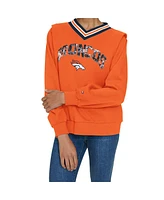 Tommy Hilfiger Women's Orange Denver Broncos Alice V-Neck Pullover Sweatshirt