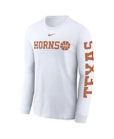 Nike Men's White Texas Longhorns Basketball Icon Two-Hit Long Sleeve T-Shirt