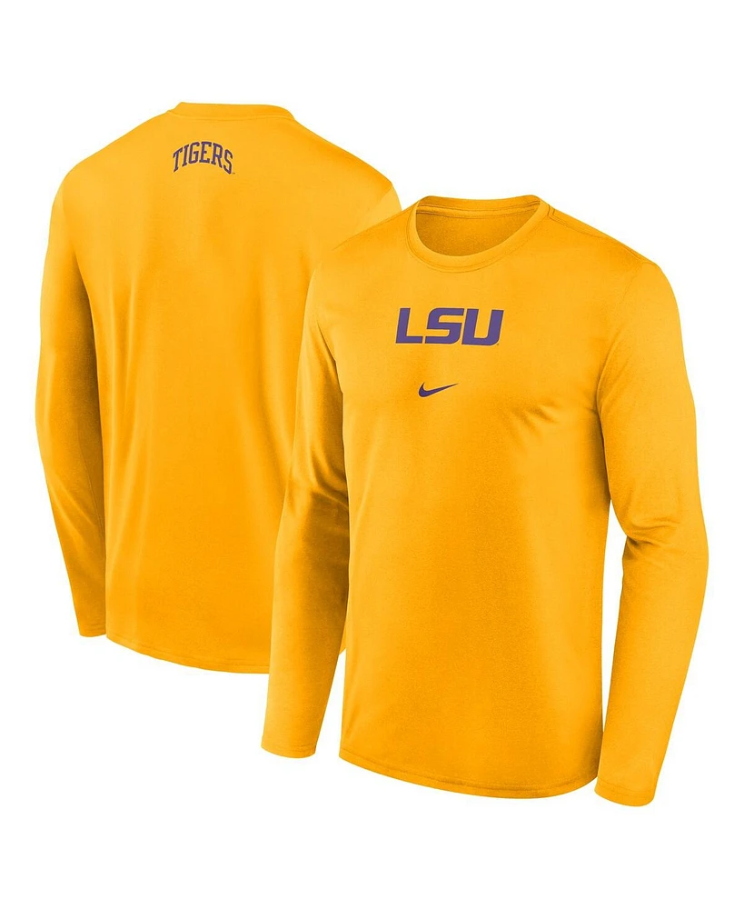 Nike Men's Gold Lsu Tigers On-Court Basketball Shootaround Performance Long Sleeve T-Shirt