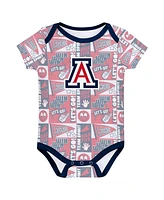 Outerstuff Newborn Navy Arizona Wildcats Sunday Comics 3-Pack Bodysuit Set