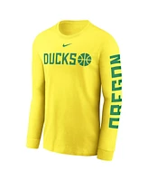 Nike Men's Yellow Oregon Ducks Basketball Icon Two-Hit Long Sleeve T-Shirt