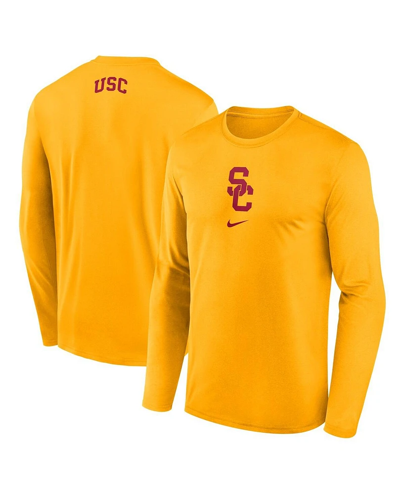 Nike Men's Gold Usc Trojans On-Court Basketball Shootaround Performance Long Sleeve T-Shirt