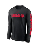 Nike Men's Black Georgia Bulldogs Basketball Icon Two-Hit Long Sleeve T-Shirt