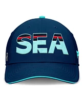 Fanatics Men's Deep Sea Navy/Light Blue Seattle Kraken Authentic Pro Rink Team Code Flex Hat