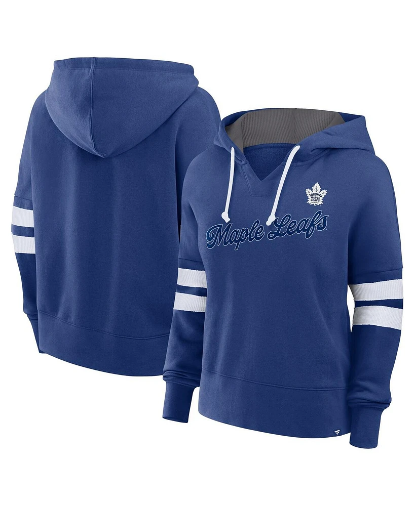 Fanatics Women's Blue Toronto Maple Leafs Seize Fleece Pullover Hoodie