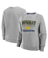 Fanatics Women's Heather Gray Michigan Wolverines Training Camp Hit Hard Fleece Pullover Sweatshirt