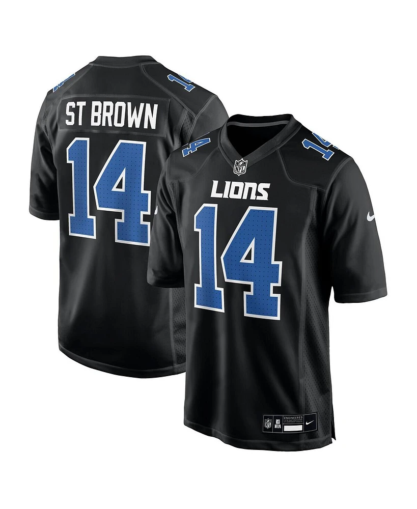 Nike Men's Amon-Ra St. Brown Carbon Black Detroit Lions Fashion Jersey