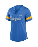 Fanatics Women's Powder Blue Los Angeles Chargers Play Script Lace-Up T-Shirt