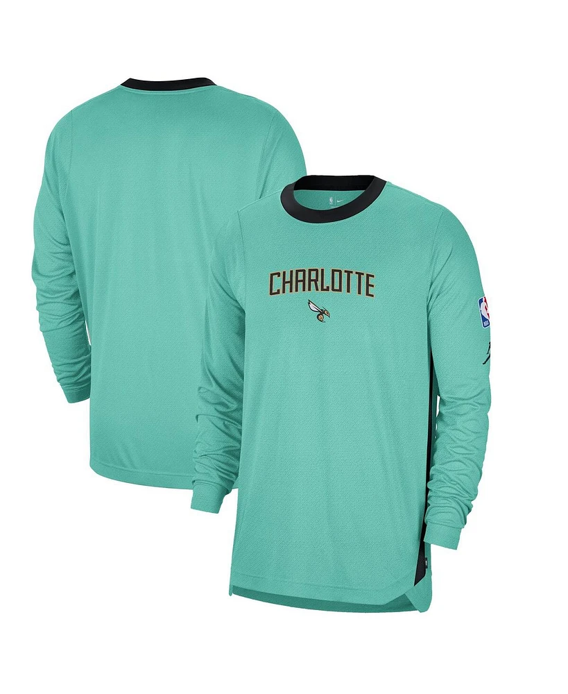 Jordan Men's Mint Charlotte Hornets 2024/25 City Edition Authentic Pregame Performance Long Sleeve Shooting T-Shirt