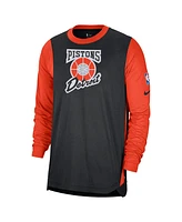 Nike Men's Black/Orange Detroit Pistons 2024/25 City Edition Authentic Pregame Performance Long Sleeve Shooting T-Shirt