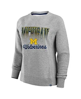 Fanatics Women's Heather Gray Michigan Wolverines Training Camp Hit Hard Fleece Pullover Sweatshirt