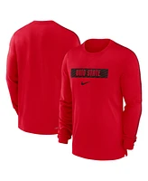 Nike Men's Scarlet Ohio State Buckeyes 2024 Sideline Player Tri-Blend Performance Long Sleeve T-Shirt