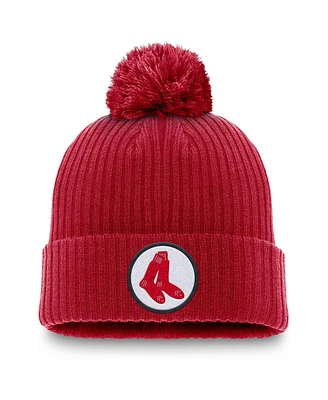 Nike Men's Red Boston Red Sox Cooperstown Collection Patch Cuffed Knit Hat with Pom