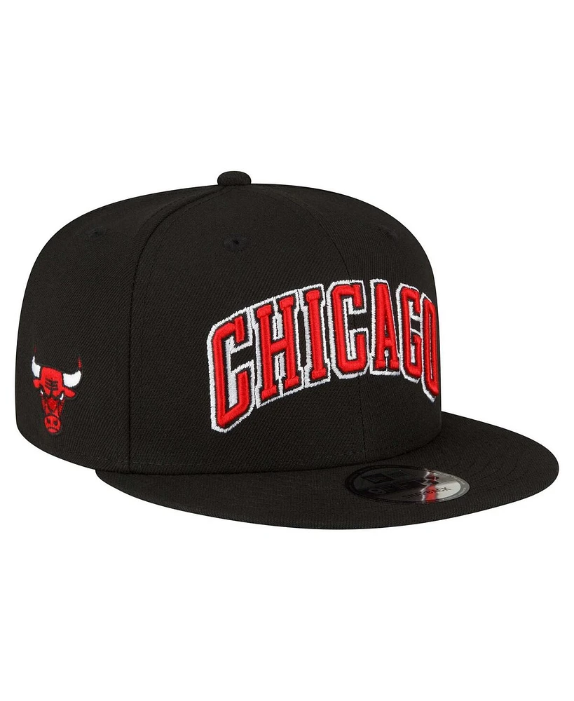 New Era Men's Black Chicago Bulls Jersey Hook Statement Edition 9FIFTY Snapback Hat