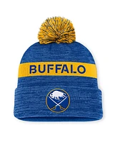 Fanatics Men's Royal/Gold Buffalo Sabres Authentic Pro Rink Cuffed Knit Hat with Pom