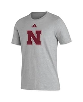 Adidas Men's Gray Nebraska Huskers Primary Locker Logo Pre-Game Aeroready T-Shirt