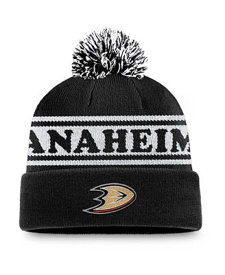 Fanatics Men's Black Anaheim Ducks Vintage Sport Resort Cuffed Knit Hat with Pom