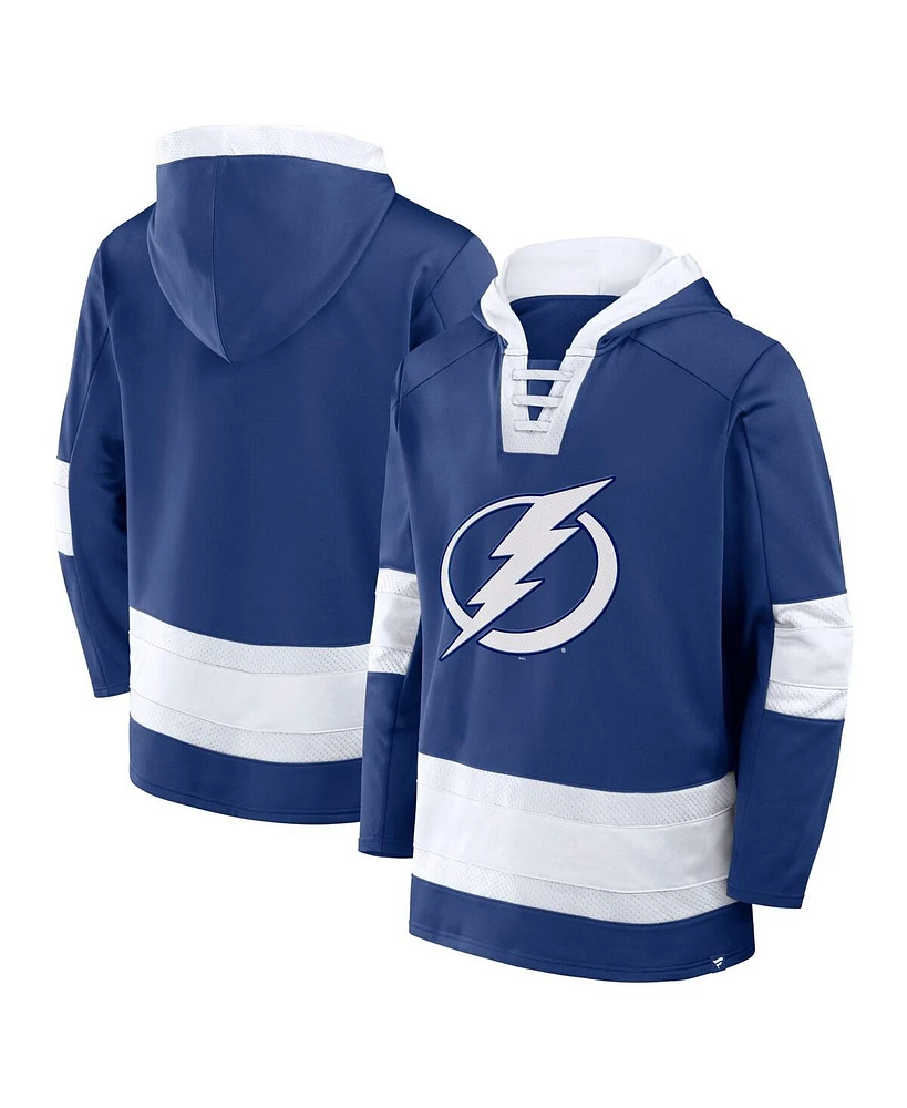 Fanatics Men's Blue Tampa Bay Lightning Inside Line Fleece Pullover Hoodie