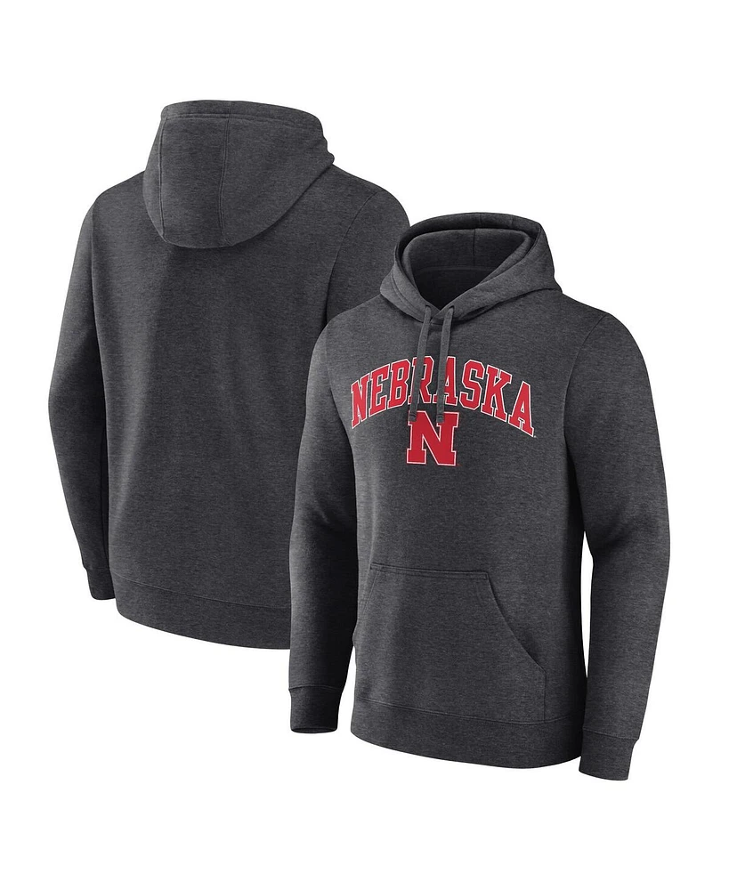 Fanatics Men's Charcoal Nebraska Huskers Team Wordmark Fleece Pullover Hoodie