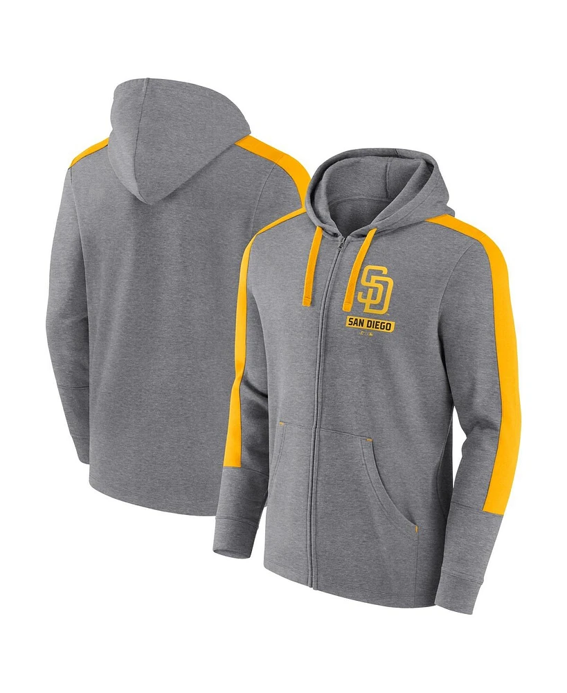 Fanatics Men's Heather Gray San Diego Padres Gains Fleece Full-Zip Hoodie