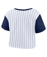 Fanatics Women's White/Navy New York Yankees Large Logo Cropped T-Shirt