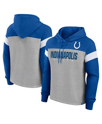 Fanatics Women's Heather Gray/Royal Indianapolis Colts Bold Play Call Pullover Hoodie