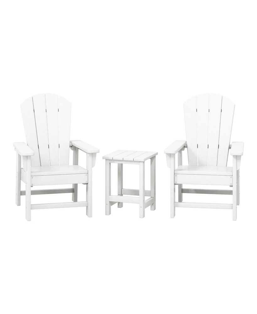 Kids 3-Piece Outdoor Hdpe Adirondack Chairs With Square Side Table Set