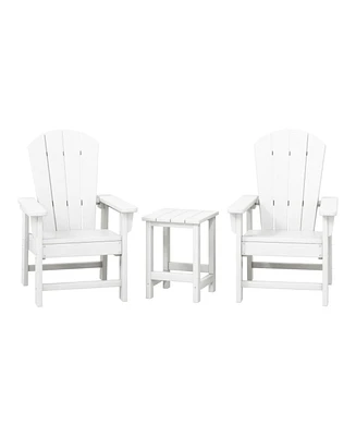Kids 3-Piece Outdoor Hdpe Adirondack Chairs With Square Side Table Set