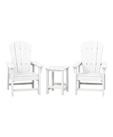 Kids 3-Piece Outdoor Hdpe Adirondack Chairs With Square Side Table Set